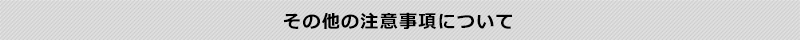 その他の注意事項について